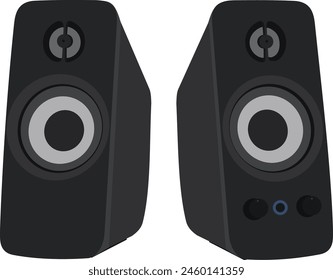 Realistic Speaker Vector Illustration in Black for Audio Computer