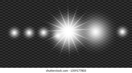 realistic special effects. The explosions and glowing particles of light. Isolated on a transparent background. Vector illustration