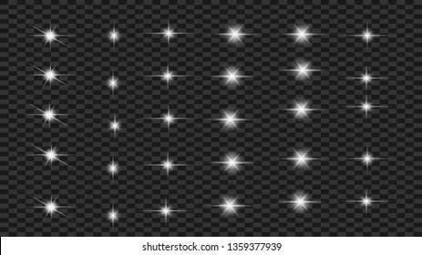 realistic special effects. The explosions and glowing particles of light. Isolated on a transparent background. Vector illustration