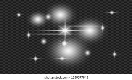 realistic special effects. The explosions and glowing particles of light. Isolated on a transparent background. Vector illustration