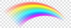 Realistic Spectrum Rainbow On Transparent Background. Rain Bow Arch Vector Illustration, Multicolor Unicorn Rainbow With Mesh Brushes Included
