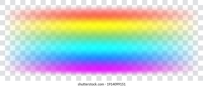 Realistic spectrum rainbow on transparent background. Rain bow arch vector illustration, multicolor unicorn rainbow with mesh brushes included