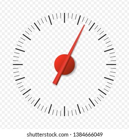 Realistic speedometer isolated on transparent background. 3d timer watches. Sport car odometer with motor miles measuring scale. Deadline concept. Engine power concept template. Vector