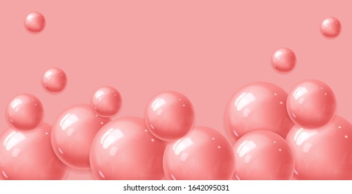 Realistic sphere, 3d pink ball, abstract background, graphic design, isolated bubble, modern banner, vector