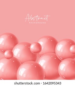 Realistic sphere, 3d pink ball, abstract background, graphic design, isolated bubble, modern banner, vector