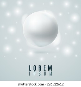 Realistic sphere icon with white particles. Vector illustration