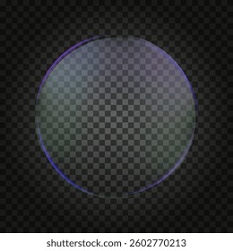Realistic sphere, lens, soap bubble with multi-colored reflections, located on a transparent checkered background. Vector illustration EPS10.