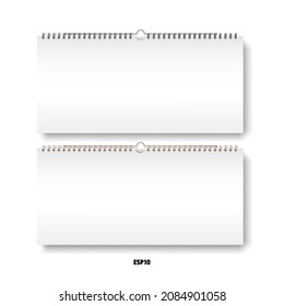 Realistic spiral calendar mockups. Silver, black, aluminum for diaries, albums, notebooks. Blank templates for design. White background isolated vector illustration