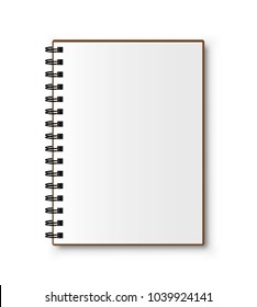Realistic spiral notebook. Blank notepad. Vector illustration