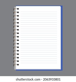 Un cuaderno de espiral realista o una página de diario aislado en un fondo gris.