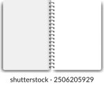 Realistic spiral notebook isolated on transparent background. Spiral notepad blank mockup. Vector EPS 10