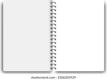 Realistic spiral notebook isolated on transparent background. Spiral notepad blank mockup. Vector EPS 10