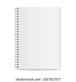 Realistic spiral notebook mockup, template copybook cover.