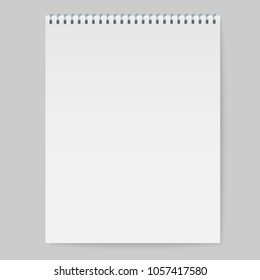 Realistic spiral notebook mockup, template copybook cover.