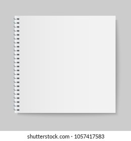 Realistic spiral notebook mockup, template copybook cover.