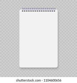 Realistic spiral notebook mockup, template copybook cover.