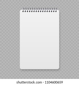 Realistic spiral notebook mockup, template copybook cover.