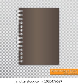 Realistic spiral notepad blank on transparent background. Vector