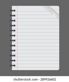 realistic spiral notepad notebook isolated on grey background, Paper sheet