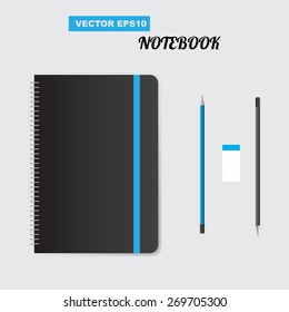 Realistic spiral notepad notebook. Vector