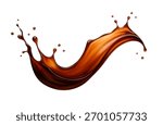 Realistic splash of Cola, tea, coffee or whiskey. Vector realistic illustration