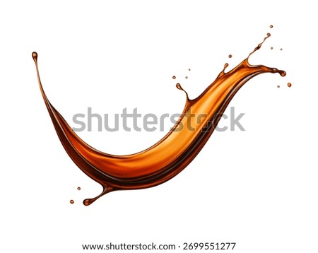 Realistic splash of Cola, tea, coffee or whiskey. Vector realistic illustration