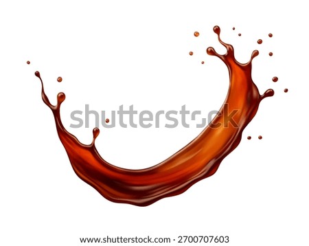 Realistic splash of Cola, tea, coffee or whiskey. Vector realistic illustration