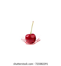 Realistic splash of juice with cherry. Template for your design. Vector eps10.