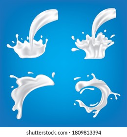 Realistic splashing liquid element collection vector design