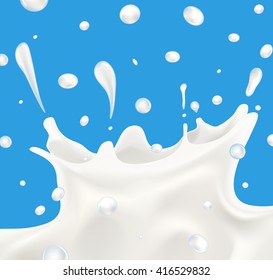 Realistic splashing milk isolated