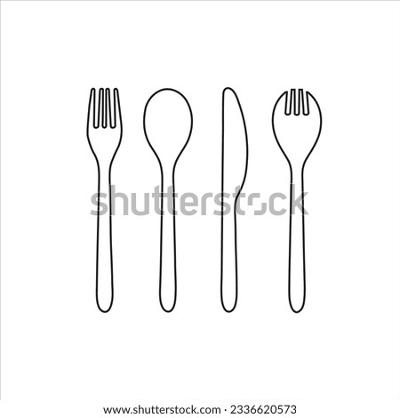 Realistic Spoon, fork, and knife isolated. Disposable tableware vector set