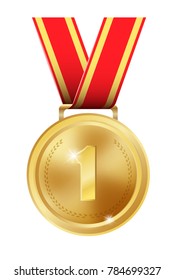 Realistic sport award gold medal