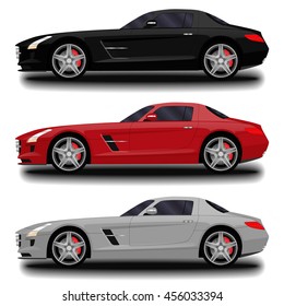 realistic sport car set.