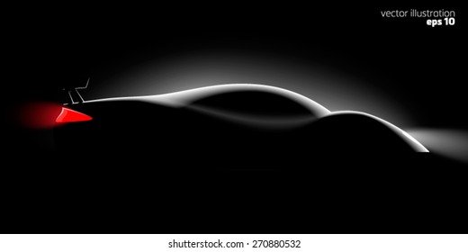 realistic sport car side view in the dark