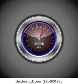 Realistic sport car vector speedometer. Speed concept. Speedometer vector illustration. Car HUD. Speedometer realistic HUD. Vector speedometer. Sports car . Speed concept