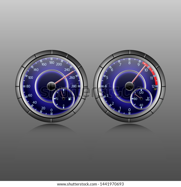 Realistic Sport Car Vector Speedometer Dashboard Stock Vector (Royalty ...
