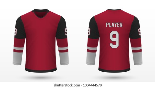 Realistic sport shirt, Arizona Coyotes jersey template for ice hockey kit. Vector illustration