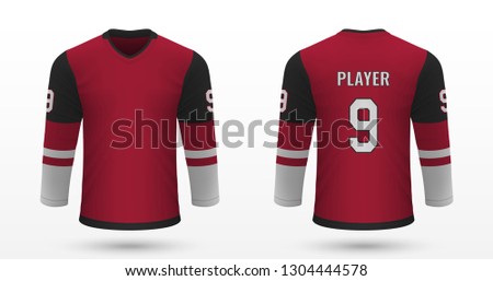 Realistic sport shirt, Arizona Coyotes jersey template for ice hockey kit. Vector illustration