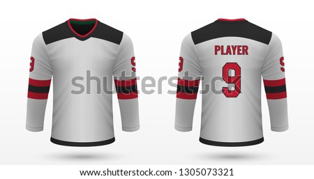 Realistic sport shirt, New Jersey Devils jersey template for ice hockey kit. Vector illustration