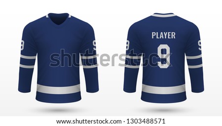 Realistic sport shirt, Toronto Maple Leafs jersey template for ice hockey kit. Vector illustration