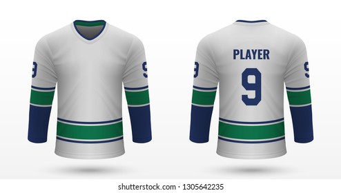 Realistic sport shirt, Vancouver Canucks jersey template for ice hockey kit. Vector illustration