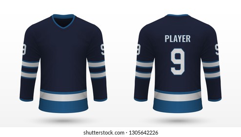 Realistic sport shirt, Winnipeg Jets jersey template for ice hockey kit. Vector illustration