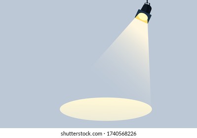 Realistic spotlights with blue light shining stage vector. studio. vector background. Illuminated effect form projector, projector for studio. show. Minimalistic illustration eps10