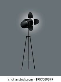 Realistic spotlights with gray background for show contest or interview vector illustration. Photography studio. Illuminated effect form projector, projector for studio illumination