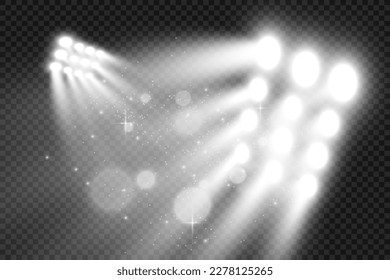 Realistic spotlights for lighting.Equipment for illumination.