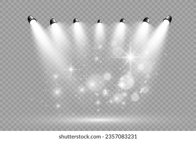 Realistic spotlights for lighting.Equipment for illumination.	

