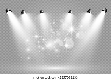 Realistic spotlights for lighting.Equipment for illumination.	

