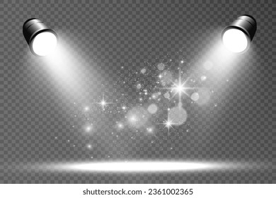Realistic spotlights for lighting.Equipment for illumination.	