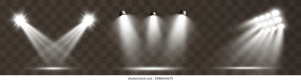 Realistic spotlights for lighting.Equipment for illumination.	