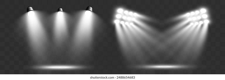 Realistic spotlights for lighting.Equipment for illumination.	